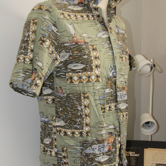 Vtg Hawaiian Shirt KALAHEO Sz M Made in HawaiiFloral Tropical Spearfishing Men - Picture 8 of 11